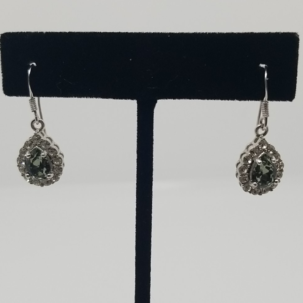 Sterling gray rhinestone earrings